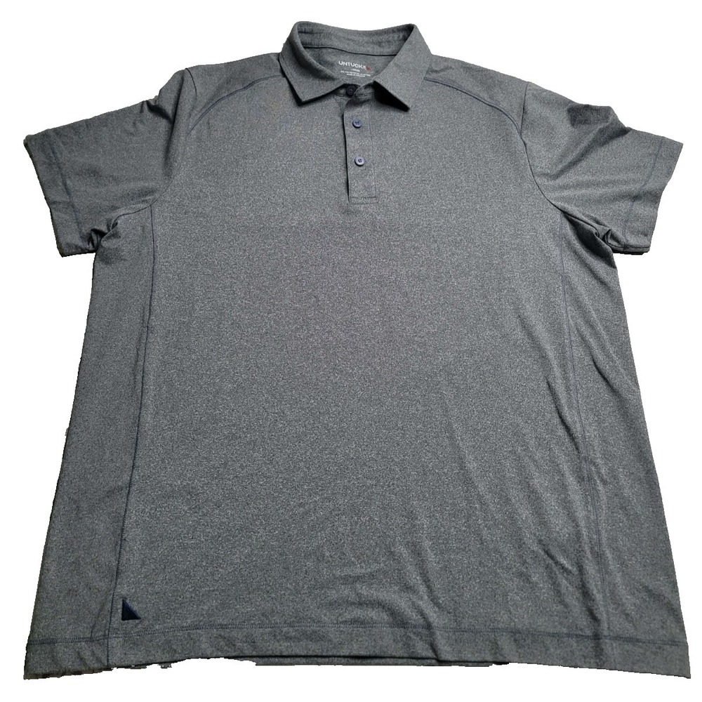 UNTUCKit Clavidor Polo Men's‎ Large Gray Short Sleeve Shirt Polyester Stretch